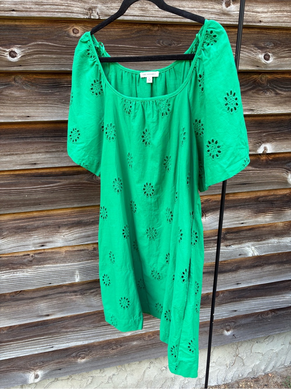 Bright Green Eyelet Tunic Dress